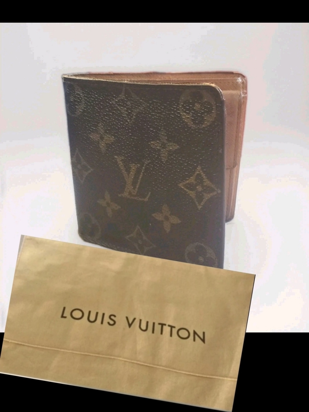 Louis Vuitton Brown Monogram Bi Fold Coated Canvas Leather Wallet& Dust Cover